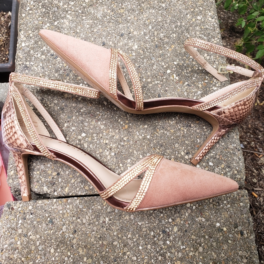 Kelly & Katie KK-Zadie-H rose gold pink Rhinestone heels